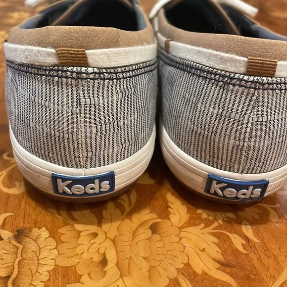 Women's Striped Blue and White Keds Boat Shoes, Size 9 - Picture 4 of 5